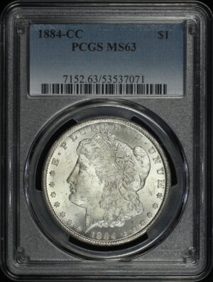 Obverse of this 1884-CC Morgan Dollar PCGS MS-63