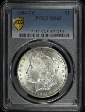 Obverse of this 1884-CC Morgan Dollar PCGS MS-63