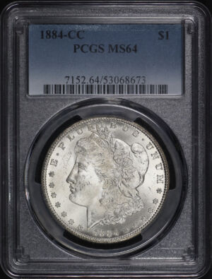 Obverse of this 1884-CC Morgan Dollar PCGS MS-64