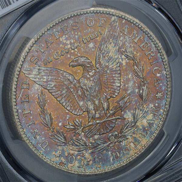 Gallery image of this 1884-CC Morgan Dollar PCGS MS-64 – Fireball Reverse Toning