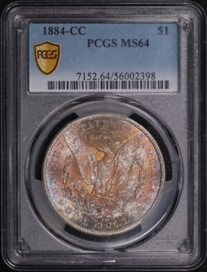 Obverse of this 1884-CC Morgan Dollar PCGS MS-64 – Fireball Reverse Toning