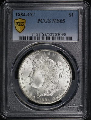 Obverse of this 1884-CC Morgan Dollar PCGS MS-65