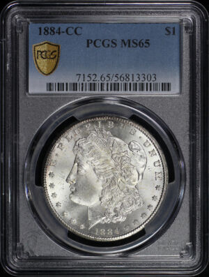 Obverse of this 1884-CC Morgan Dollar PCGS MS-65