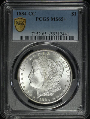 Obverse of this 1884-CC Morgan Dollar PCGS MS-65+
