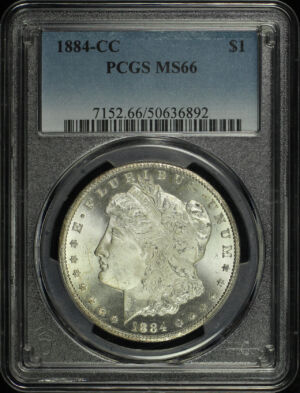 Obverse of this 1884-CC Morgan Dollar PCGS MS-66
