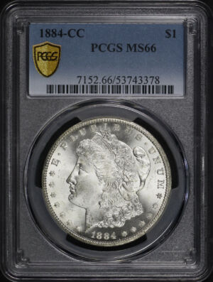 Obverse of this 1884-CC Morgan Dollar PCGS MS-66