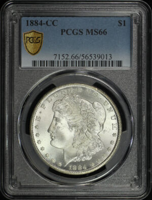 Obverse of this 1884-CC Morgan Dollar PCGS MS-66
