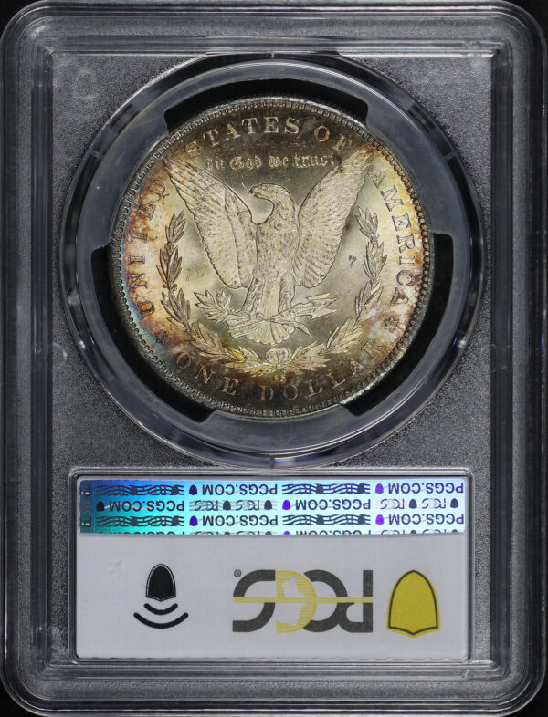 Reverse of this 1884-CC Morgan Dollar PCGS MS-66 Rainbow Toning