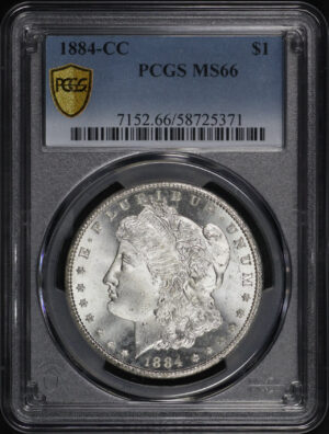 Obverse of this 1884-CC Morgan Dollar PCGS MS-66