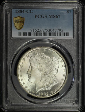 Obverse of this 1884-CC Morgan Dollar PCGS MS-67