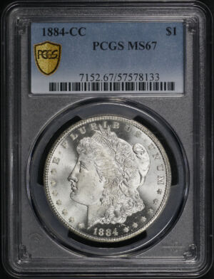Obverse of this 1884-CC Morgan Dollar PCGS MS-67