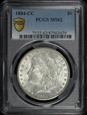 Obverse of this 1884-CC Morgan Dollar PCGS MS-62