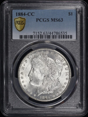 Obverse of this 1884-CC Morgan Dollar PCGS MS-63