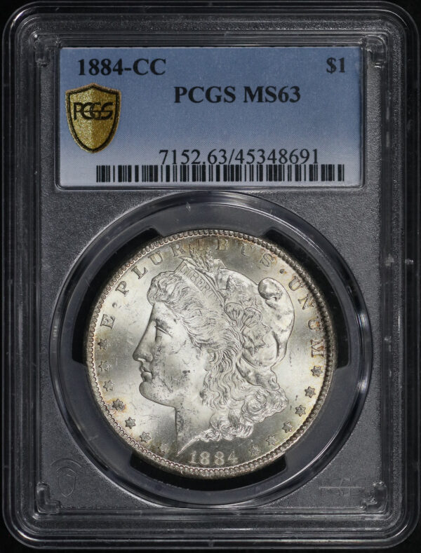 Obverse of this 1884-CC Morgan Dollar PCGS MS-63