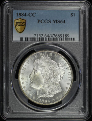 Obverse of this 1884-CC Morgan Dollar PCGS MS-64