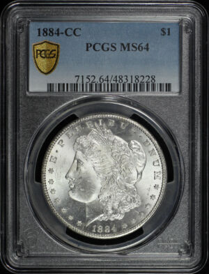 Obverse of this 1884-CC Morgan Dollar PCGS MS-64