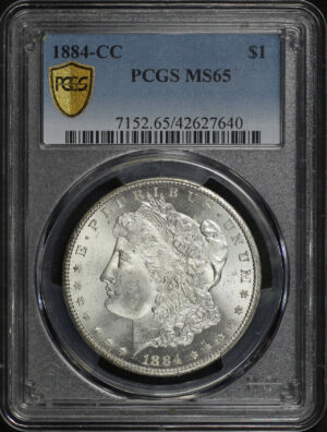 Obverse of this 1884-CC Morgan Dollar PCGS MS-65