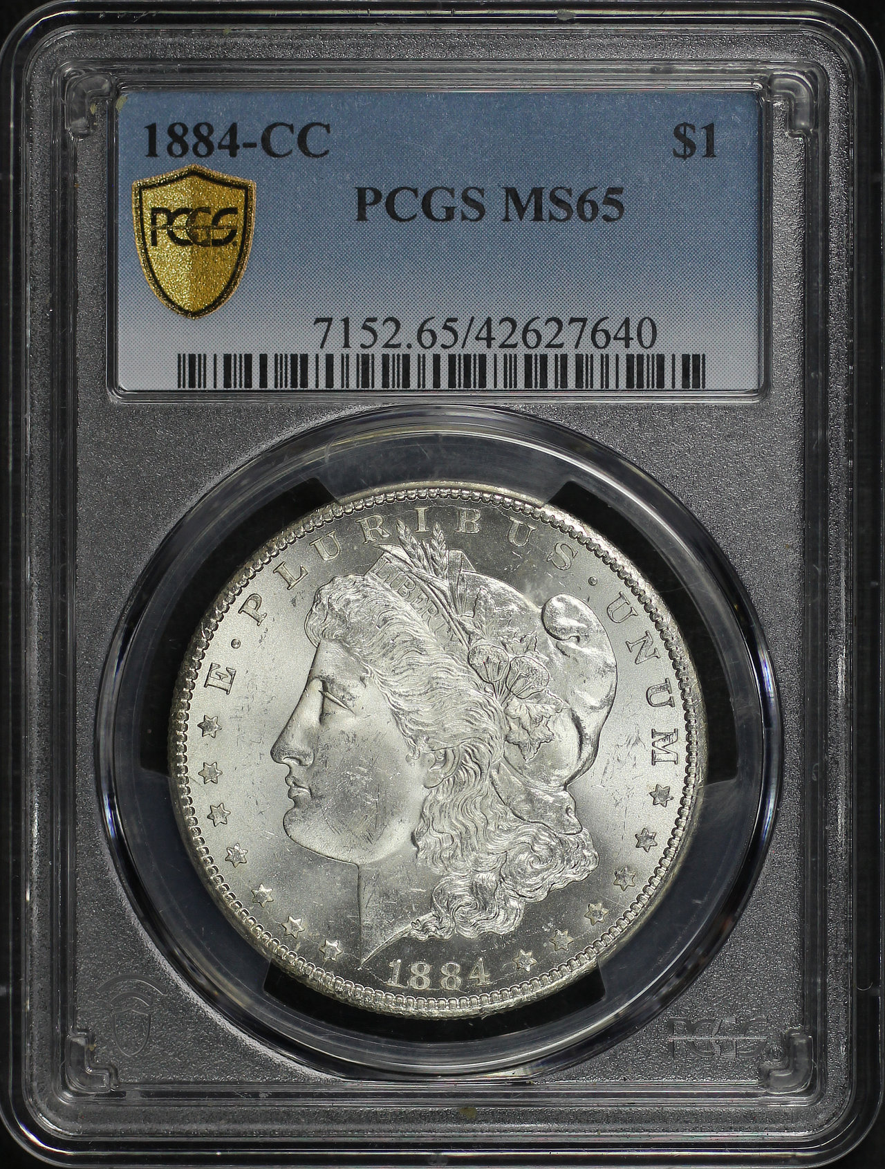 Obverse of this 1884-CC Morgan Dollar PCGS MS-65