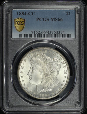 Obverse of this 1884-CC Morgan Dollar PCGS MS-66