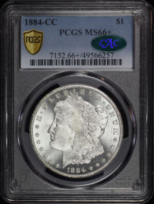 Obverse of this 1884-CC Morgan Dollar PCGS MS-66+ CAC