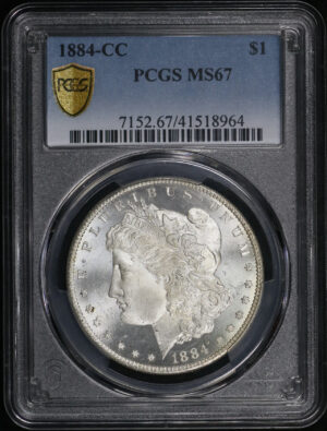 Obverse of this 1884-CC Morgan Dollar PCGS MS-67