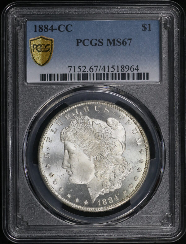 Obverse of this 1884-CC Morgan Dollar PCGS MS-67