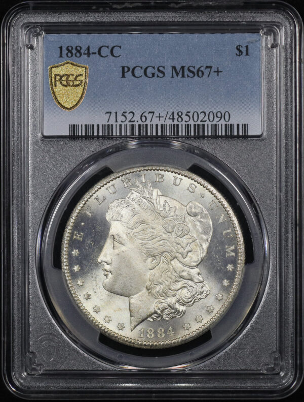 Obverse of this 1884-CC Morgan Dollar PCGS MS-67+