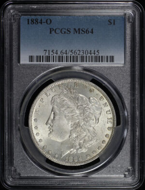 Obverse of this 1884-O Morgan Dollar PCGS MS-64