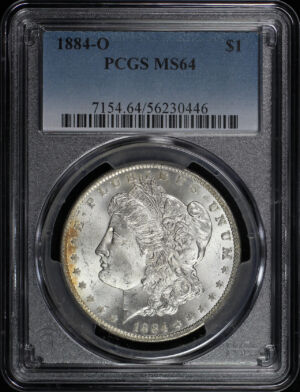 Obverse of this 1884-O Morgan Dollar PCGS MS-64