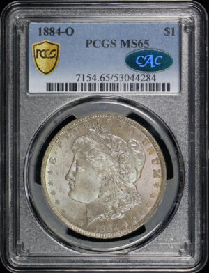 Obverse of this 1884-O Morgan Dollar PCGS MS-65 CAC