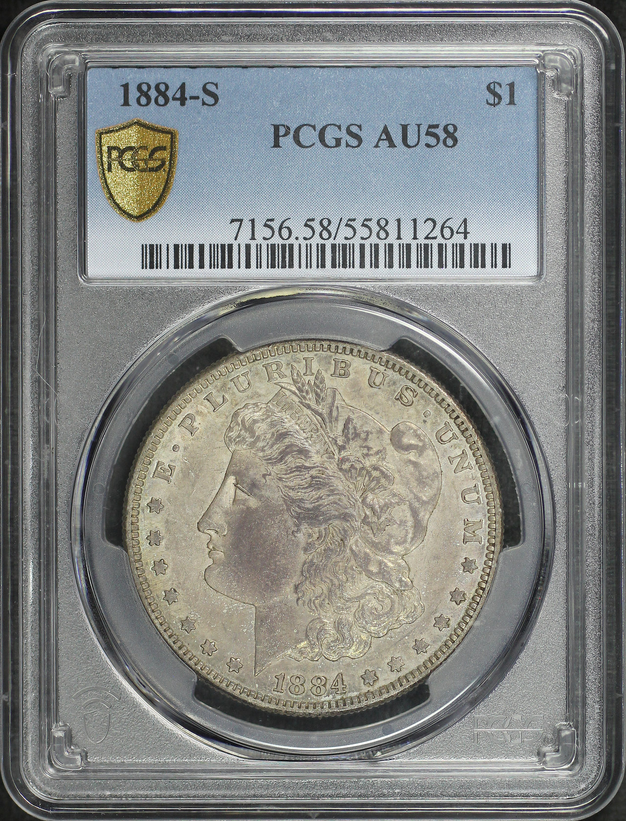 Obverse of this 1884-S Morgan Dollar PCGS AU-58