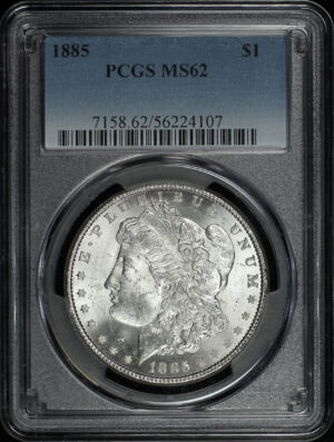Obverse of this 1885 Morgan Dollar PCGS MS-62