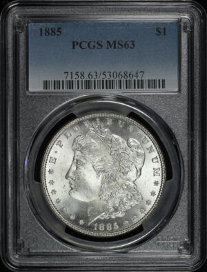 Obverse of this 1885 Morgan Dollar PCGS MS-63