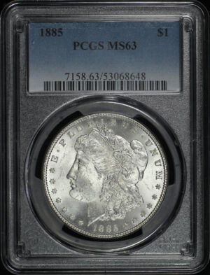 Obverse of this 1885 Morgan Dollar PCGS MS-63