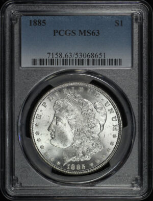 Obverse of this 1885 Morgan Dollar PCGS MS-63