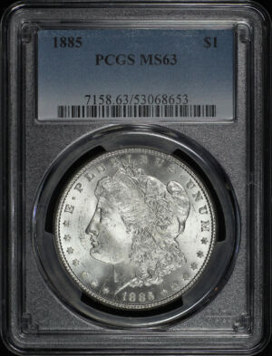 Obverse of this 1885 Morgan Dollar PCGS MS-63