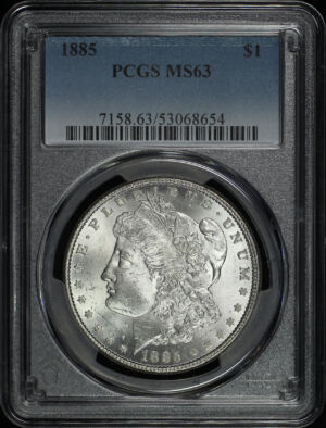 Obverse of this 1885 Morgan Dollar PCGS MS-63
