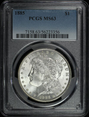 Obverse of this 1885 Morgan Dollar PCGS MS-63