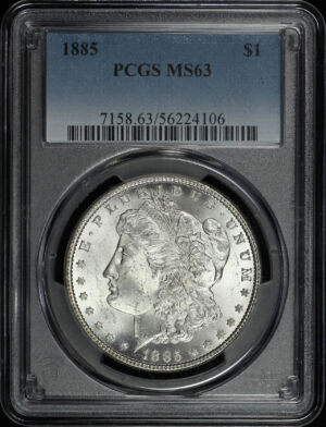 Obverse of this 1885 Morgan Dollar PCGS MS-63