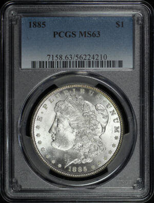Obverse of this 1885 Morgan Dollar PCGS MS-63