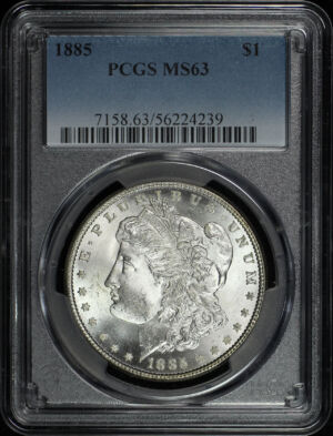 Obverse of this 1885 Morgan Dollar PCGS MS-63