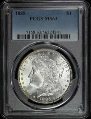 Obverse of this 1885 Morgan Dollar PCGS MS-63