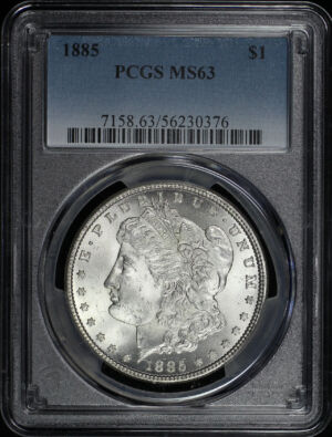 Obverse of this 1885 Morgan Dollar PCGS MS-63