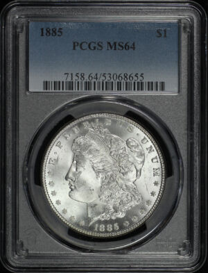 Obverse of this 1885 Morgan Dollar PCGS MS-64