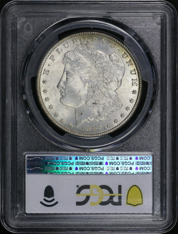 Reverse of this 1885 Morgan Dollar PCGS MS-65 Reverse Rainbow Toning