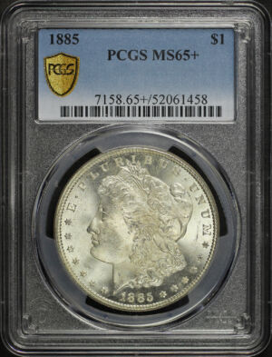 Obverse of this 1885 Morgan Dollar PCGS MS-65+