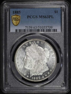 Obverse of this 1885 Morgan Dollar PCGS MS-63 PL