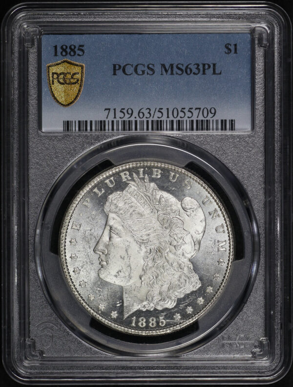 Obverse of this 1885 Morgan Dollar PCGS MS-63 PL