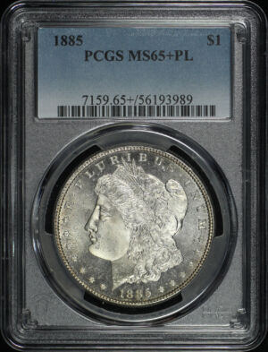 Obverse of this 1885 Morgan Dollar PCGS MS-65+ PL