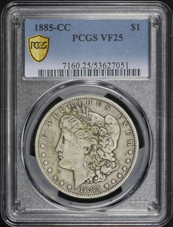 Obverse of this 1885-CC Morgan Dollar PCGS VF-25